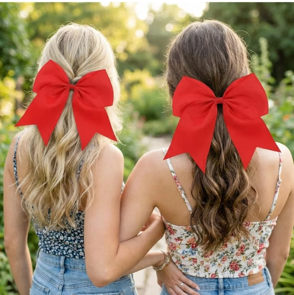 6 Pcs Red Cheer Bows